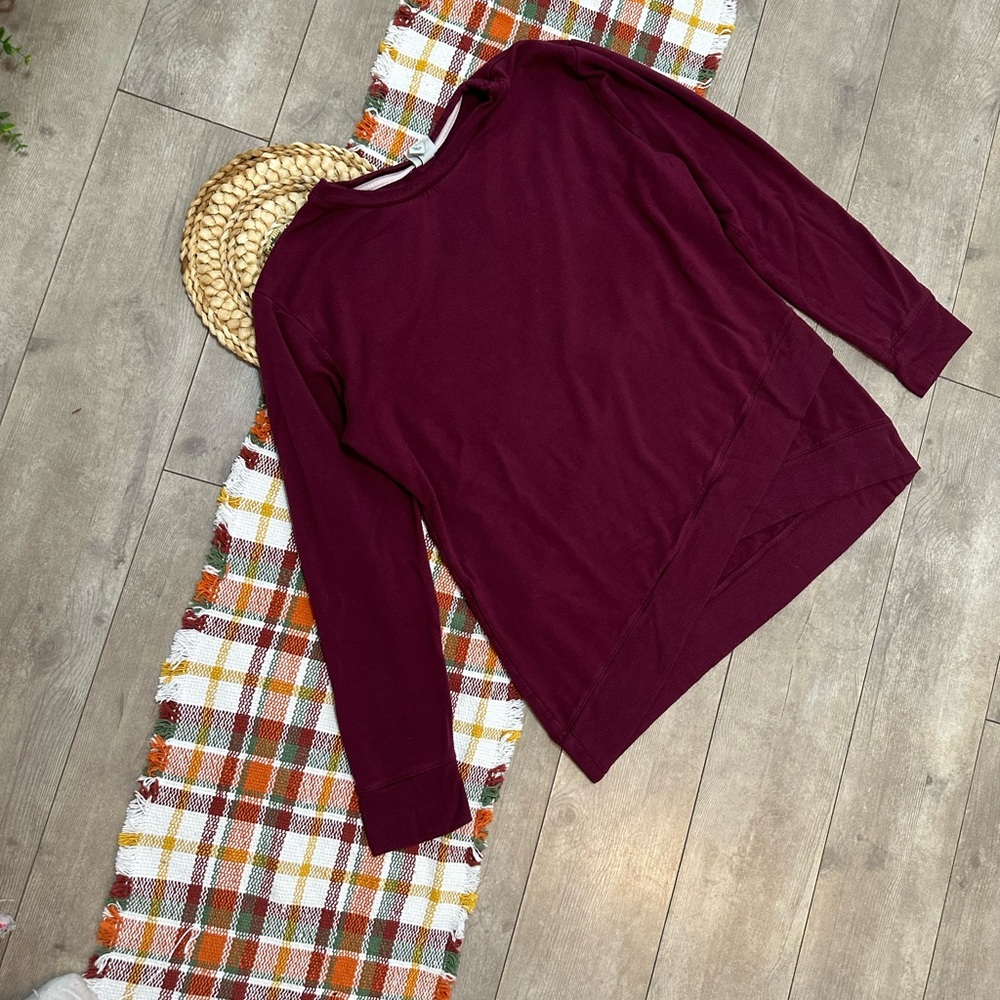 A New Day Women's Long Sleeve Cross-Front Pullover Sweatshirt Burgundy Sz Large - Picture 7 of 15